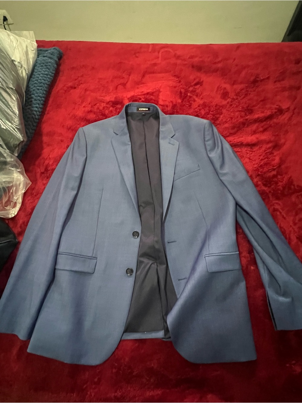 Express Men's Blue Suit Blazer - Classic Two-Button Jacket